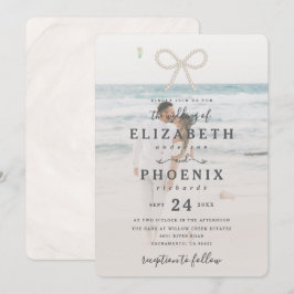 Soft Simple Pearl Bow Custom Photo Elegant Wedding Einladung