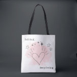 Soft Soul Deep Feeling Personalized Tote Bag Tasche<br><div class="desc">Carry your gentle spirit with this Soft Soul aesthetic tote bag, featuring a radiant line art heart surrounded by delicate doodle lines, stars, and sparkles on a soft peach watercolor spot. Perfect for gentle souls, minimalism lovers, and anyone who embraces deep feelings, this heartfelt design adds a subtle, elegant touch...</div>