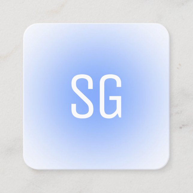 Soft Spot - Initialen - Baby Blue Square Business  Quadratische Visitenkarte (Vorderseite)