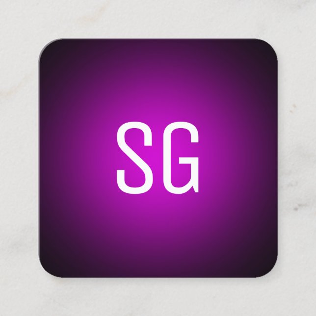 Soft Spot - Initialen - Magenta auf schwarz Quadratische Visitenkarte (Vorderseite)