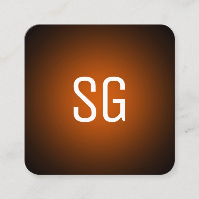 Soft Spot - Initialen - Orange auf schwarz Quadratische Visitenkarte (Vorderseite)