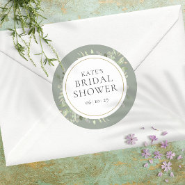 Soft Spring Blätter Silver Sage Brautparty Runder Aufkleber