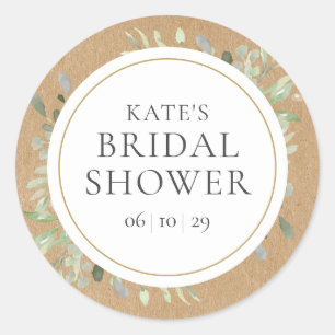 Soft Spring Verlasse Rustic Kraft Brautparty Runder Aufkleber