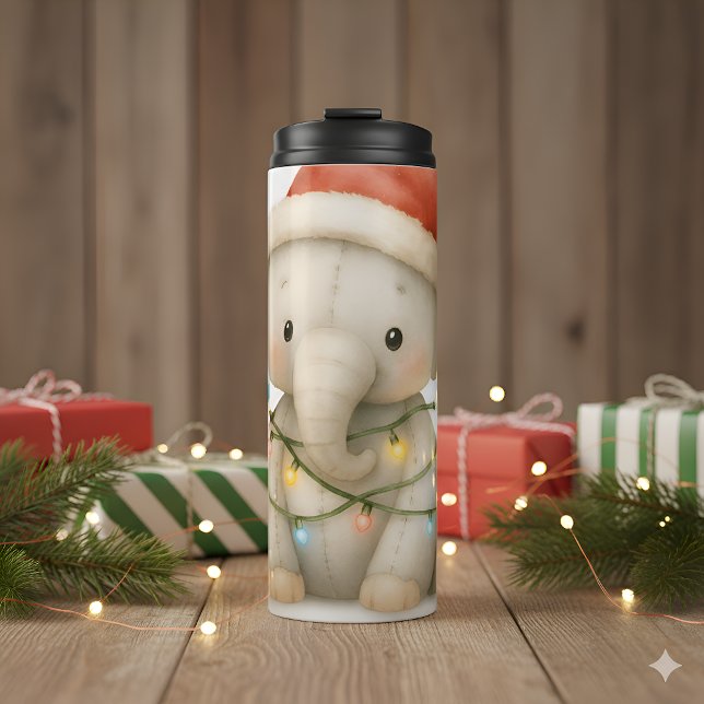 Soft Stitches Elephant Christmas Thermal Tumbler Thermosbecher (This Soft Stitches Elephant Christmas Travel Mug adds a cozy touch to every sip.)