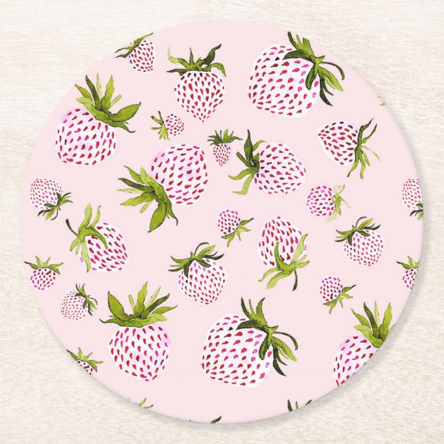 Soft Strawberries - Berry Sweet  Runder Pappuntersetzer (Vorderseite)