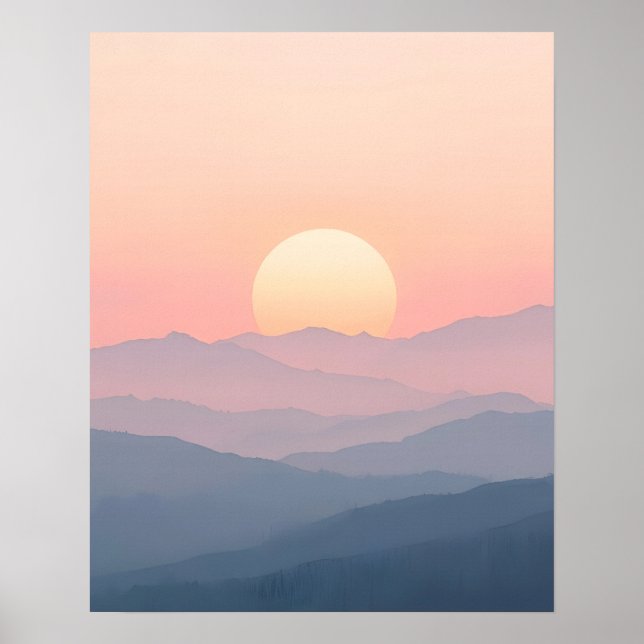 Soft Sunrise Mountain Wall Art Poster (Vorne)