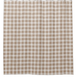Soft Tan Beige English Country Karo Kariert Duschvorhang
