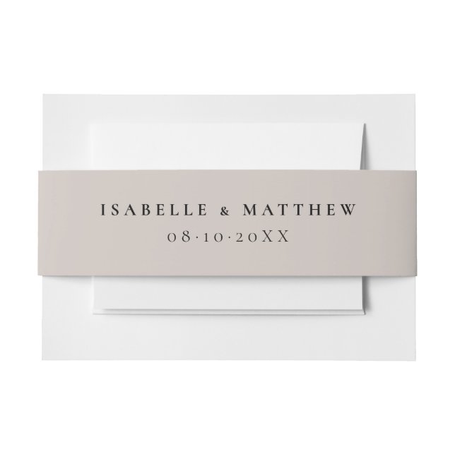 Soft Taupe Wedding Einladungsbanderole (Vorderseite Beispiel)