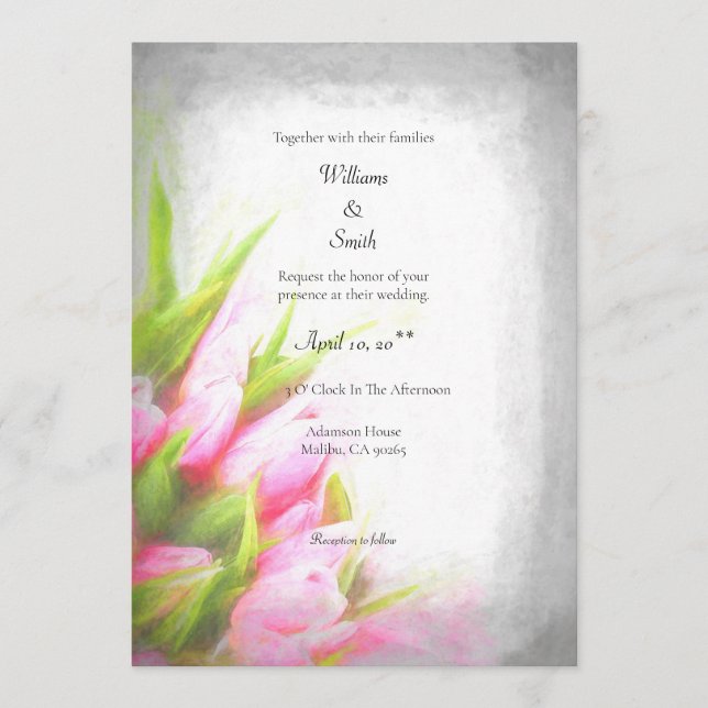 Soft Tulips Wedding Invitation (anpassbar) Hinweiskarte (Vorderseite)