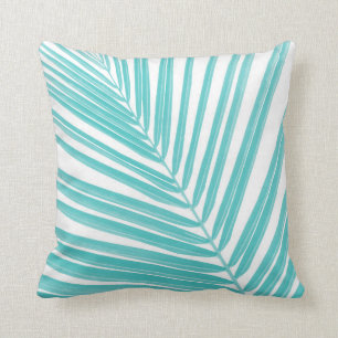 Soft Turquoise Palm Leaf Dream #2 #tropic #wall  Kissen