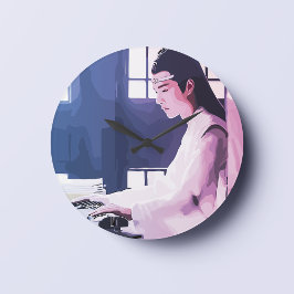 Soft Wangji spielen den Zither Große Wanduhr