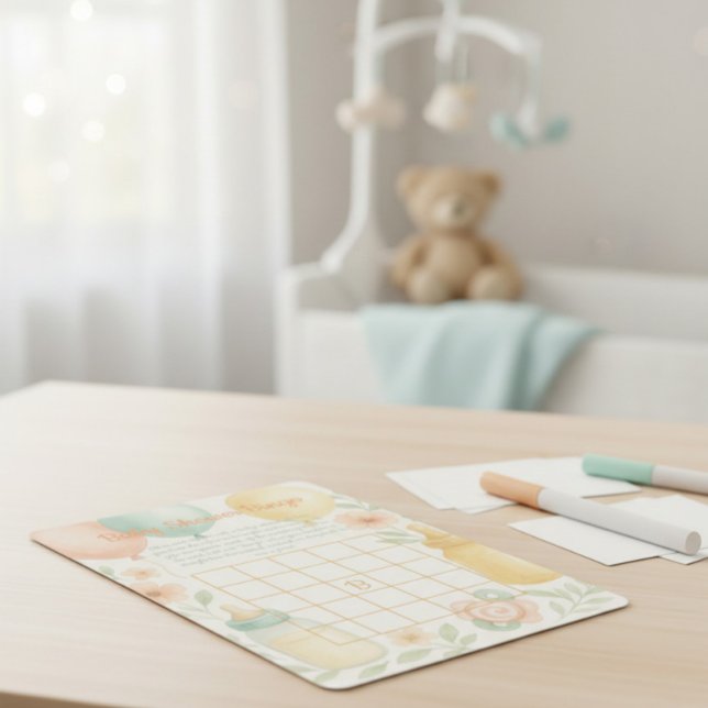 Soft Watercolor Baby Shower Bingo Card  Einladung (Von Creator hochgeladen)