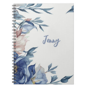 Soft Watercolor Blue Floral Notizblock