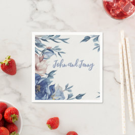 Soft Watercolor Blue Floral Serviette