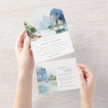 Soft Watercolor Coastal Thailand Seascape Wedding