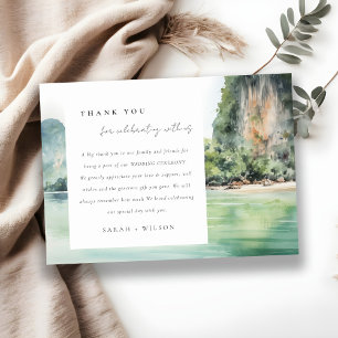 Soft Watercolor Coastal Thailand Seascape Wedding Dankeskarte
