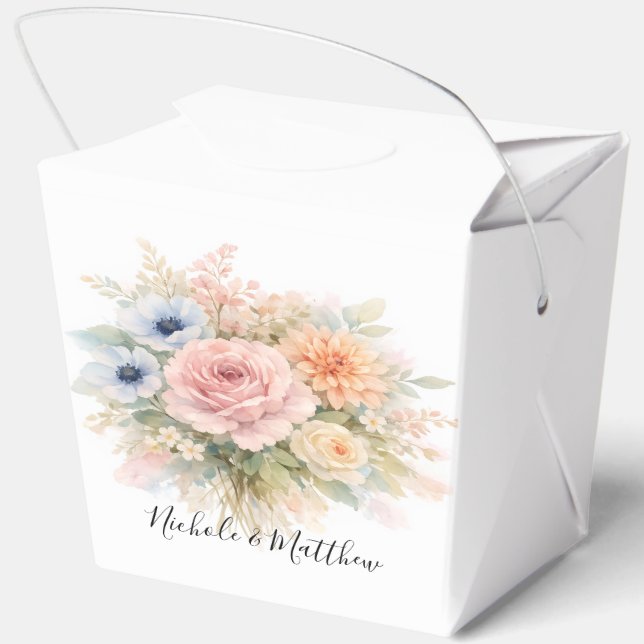 Soft Watercolor Floral Wedding Geschenkschachtel (Rückseite)