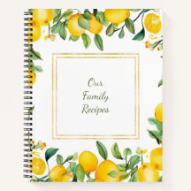 Soft watercolor italian lemon gold Spiral Notebook