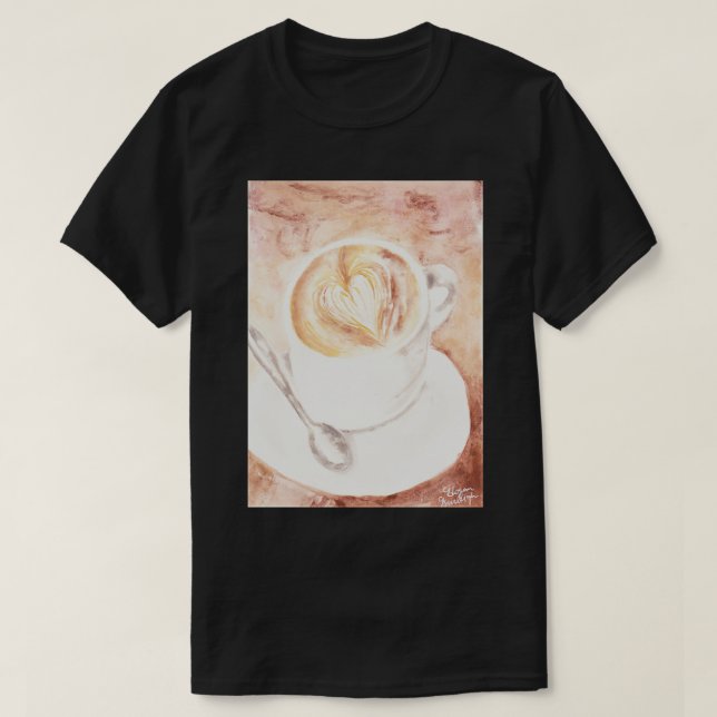 Soft Watercolor Latte Art Cup T-Shirt (Design vorne)