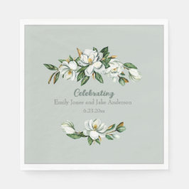 Soft Watercolor Magnolia Grüne Hochzeit Napkins Serviette