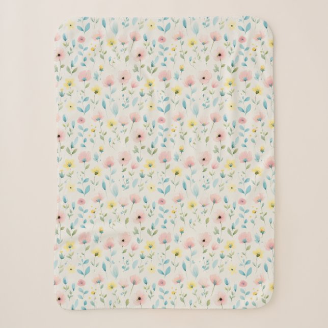 soft watercolor meadow blossoms sherpadecke (Vorderseite)