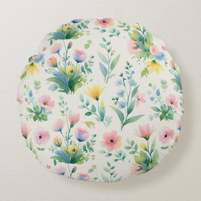 soft watercolor windflowers rundes kissen (Vorderseite)