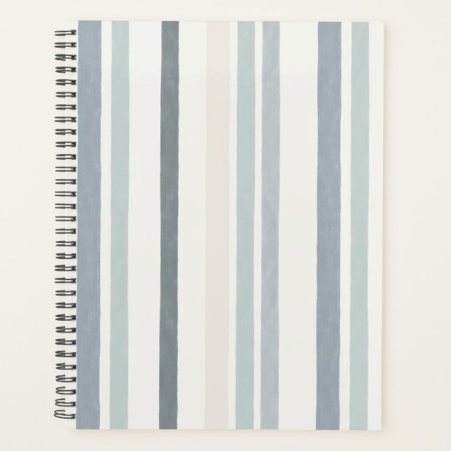 Soft Watercolour Vertical Stripe Pattern in Blue  (Devant)