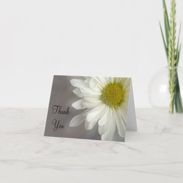 Soft White Daisy auf Gray Vielen Dank, Ihr Hinweis Dankeskarte (Vorderseite)
