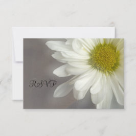 Soft White Daisy on Grey Wedding RSVP