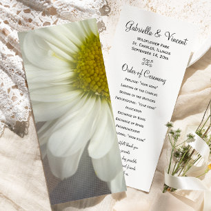 Soft White Daisy über graue Hochzeitsprogramme Programm