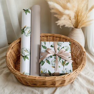Soft White Magnolia Floral Bridal Wedding Geschenkpapier Set