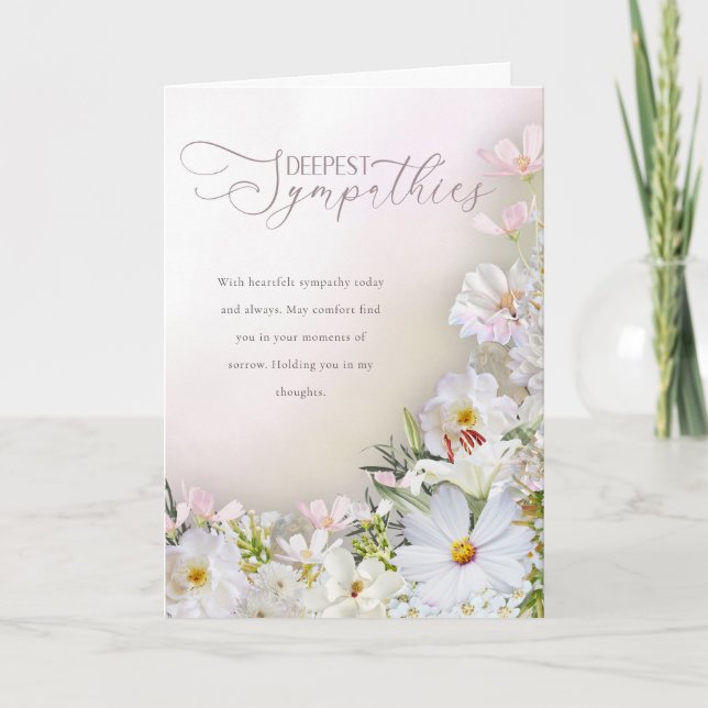 Soft White & Pastel Floral Deepest Sympathies Card Karte (Vorderseite)