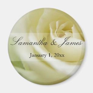 Soft White Rose Personal Wedding Magnet