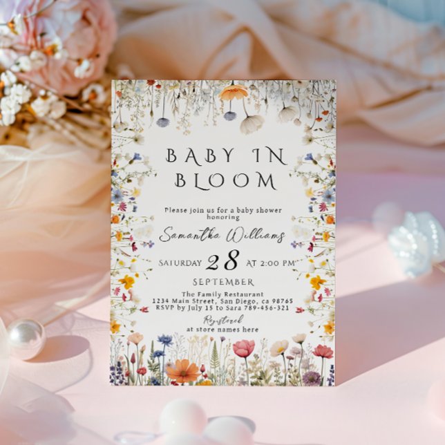 Soft Wildblume Garden Baby in Bloom Baby Dusche Einladung (Von Creator hochgeladen)