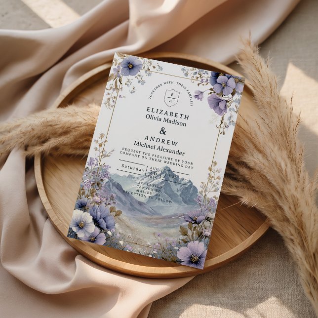 Soft Wildflower Mountain Wedding Einladung (Von Creator hochgeladen)