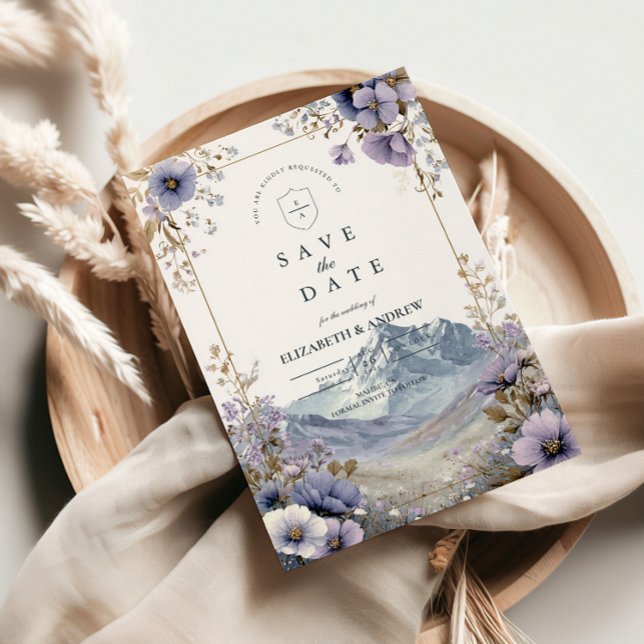Soft Wildflower Mountain Wedding Save The Date (Von Creator hochgeladen)