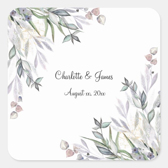Soft Willows Lilac, schottische Heather, Wedding Quadratischer Aufkleber (Vorderseite)