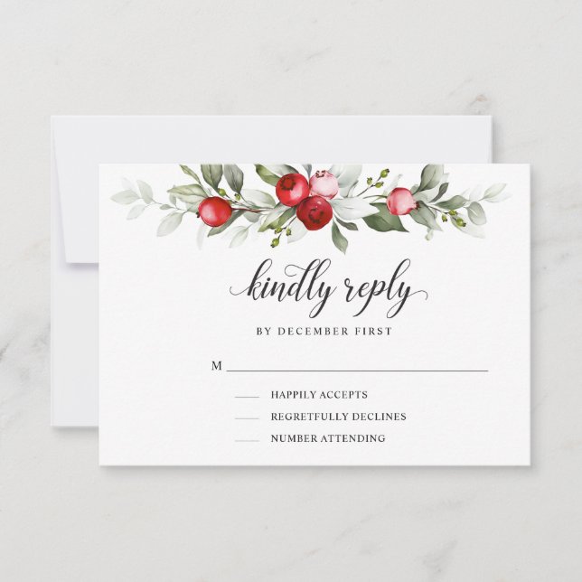 Soft Winter Berry | Bitte beantworten | RSVP-Karte RSVP Karte (Vorderseite)