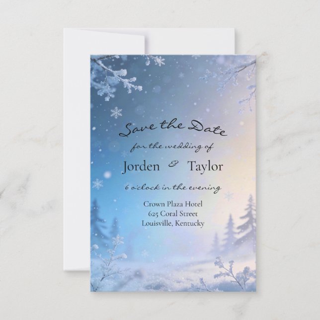 Soft Winter Daydream Save the Date Karten (Vorderseite)