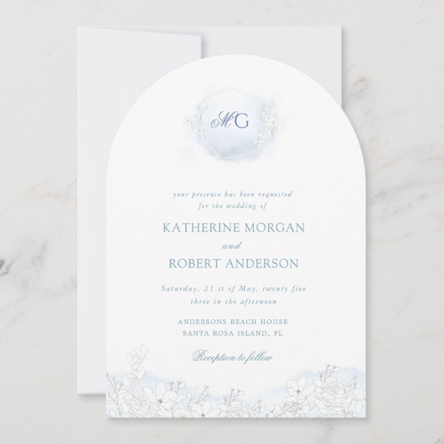Soft Winter Touch Floral Elegante Hochzeit Einladung (Vorderseite)