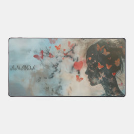 Soft Woman Silhouette with Hearts Schreibtischunterlage