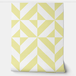 Soft Yellow Geometric Art Deco Tapete