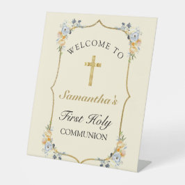 Soft Yellow Gold Cross 1. Community Willkommenszei Sockelschild
