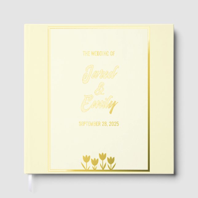 Soft Yellow Gold Foil Wedding Guest Book Gästebuch (Vorderseite)