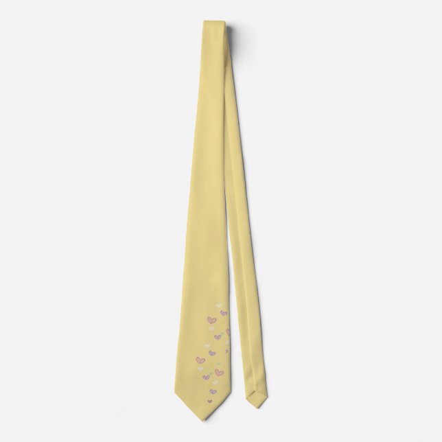 Soft Yellow Heart Motif Krawatte (Vorderseite)