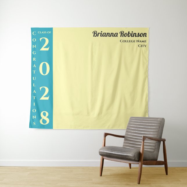 Soft Yellow Modern Graduation Party Wandteppich (Beispiel (Horizontal))