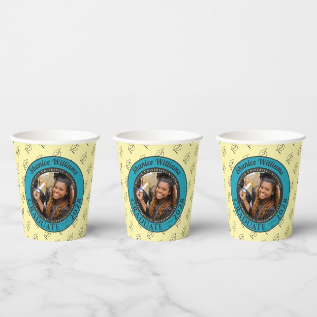 Soft Yellow Photo Modern Graduation Party Pappbecher (Multi)