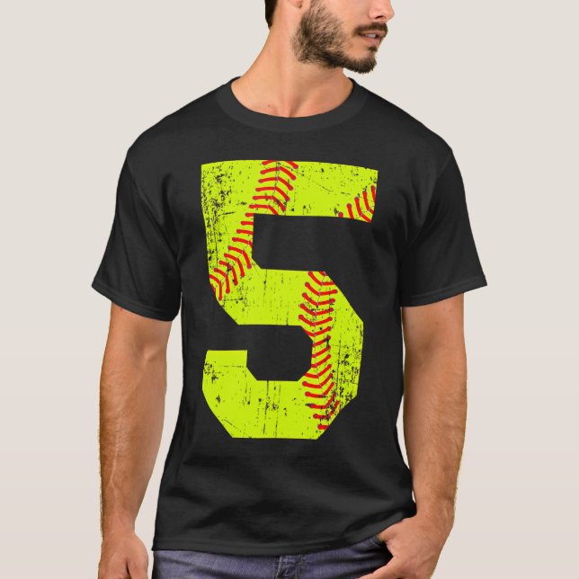 Softball 5 Jersey-Nummer T-Shirt (Vorderseite)