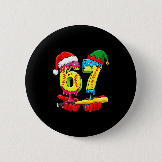 Softball 67 Ice Cream Drip Six Seven Boys Funny Ch Button (Vorderseite)