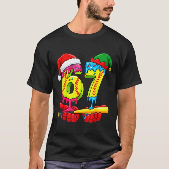 Softball 67 Ice Cream Drip Six Seven Boys Funny Ch T-Shirt (Vorderseite)